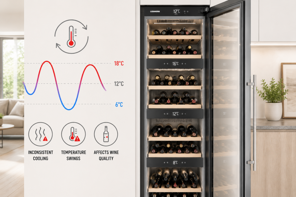 liebherr wine fridge temp swings